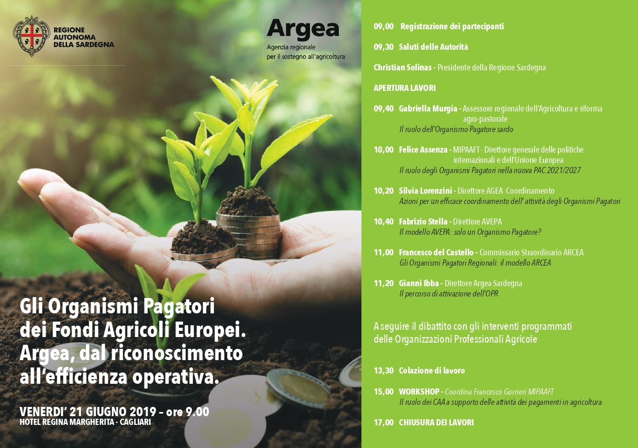 A Cagliari la tavola rotonda “Gli organismi pagatori dei fondi agricoli europei. Argea, dal riconoscimento all’efficienza operativa”