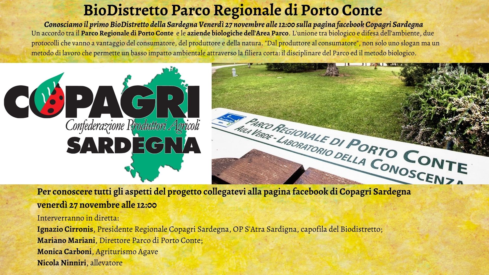 BioDistretto Parco Regionale di Porto Conte, una nuova vita per i cibi biologici in Sardegna. Presentazione venerdì in diretta facebook