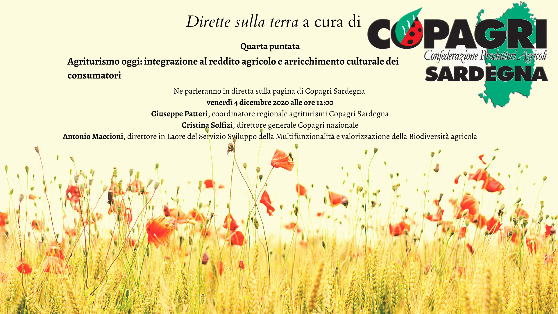 Venerdì 4 dicembre sulla pagina di Copagri Sardegna “Agriturismo oggi: integrazione al reddito agricolo e arricchimento culturale dei consumatori”
